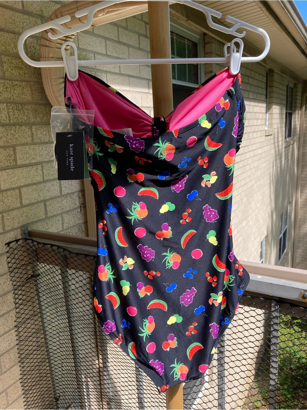 NWT Kate Spade Black One Piece Swimsuit Colorful Fruit Print Bathing Suit - Picture 15 of 16